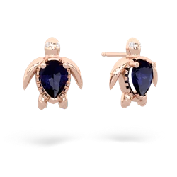 Sapphire Baby Sea Turtle 14K Rose Gold earrings E5241