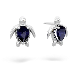 Sapphire Baby Sea Turtle 14K White Gold earrings E5241