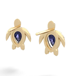 Sapphire Baby Sea Turtle 14K Yellow Gold earrings E5241