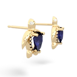 Sapphire Baby Sea Turtle 14K Yellow Gold earrings E5241