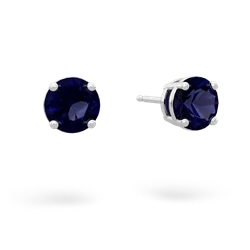 Sapphire 6Mm Round Stud 14K White Gold earrings E1786