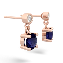 Sapphire Diamond Drop 6Mm Round 14K Rose Gold earrings E1986