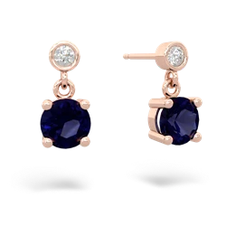 Sapphire Diamond Drop 6Mm Round 14K Rose Gold earrings E1986