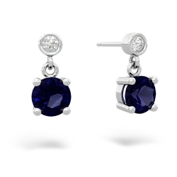 Sapphire Diamond Drop 6Mm Round 14K White Gold earrings E1986