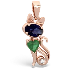 Sapphire Kitten 14K Rose Gold pendant P5780