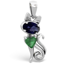 Sapphire Kitten 14K White Gold pendant P5780