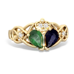 Sapphire 'One Heart' Celtic Knot Claddagh 14K Yellow Gold ring R5322