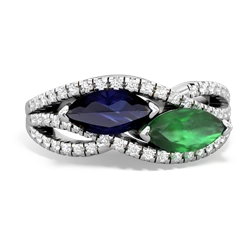 Sapphire Diamond Rivers 14K White Gold ring R3070