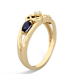 Sapphire Hearts Intertwined 14K Yellow Gold ring R5880