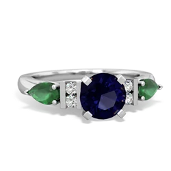 Sapphire 6Mm Round Eternal Embrace Engagement 14K White Gold ring R2005