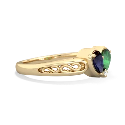 Sapphire Filligree 'One Heart' 14K Yellow Gold ring R5070