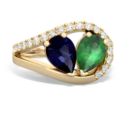 Sapphire Nestled Heart Keepsake 14K Yellow Gold ring R5650