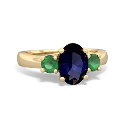 Sapphire Three Stone Oval Trellis 14K Yellow Gold ring R4024