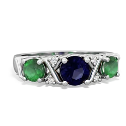 Sapphire Hugs And Kisses 14K White Gold ring R5016