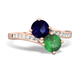 Sapphire Channel Set Two Stone 14K Rose Gold ring R5303