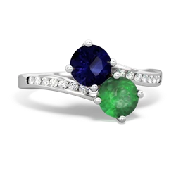 Sapphire Channel Set Two Stone 14K White Gold ring R5303