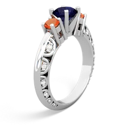 Sapphire Art Deco Eternal Embrace Engagement 14K White Gold ring C2003