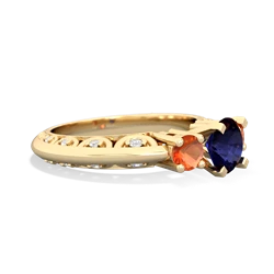 Sapphire Art Deco Eternal Embrace Engagement 14K Yellow Gold ring C2003