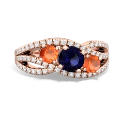 Sapphire Three Stone Aurora 14K Rose Gold ring R3080