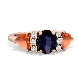 Sapphire Antique Style Three Stone 14K Rose Gold ring R2186