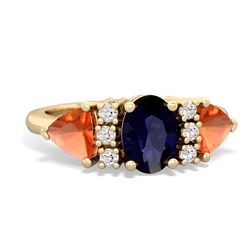 Sapphire Antique Style Three Stone 14K Yellow Gold ring R2186