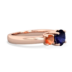 Sapphire Three Stone Round Trellis 14K Rose Gold ring R4018