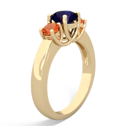 Sapphire Three Stone Round Trellis 14K Yellow Gold ring R4018