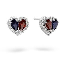 Sapphire Halo 14K White Gold earrings E7008