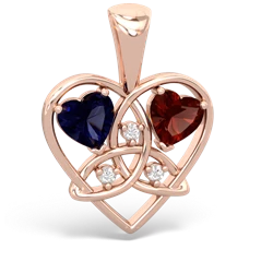 Sapphire Celtic Trinity Heart 14K Rose Gold pendant P5331