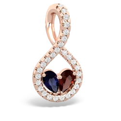 Sapphire Pave Twist 'One Heart' 14K Rose Gold pendant P5360