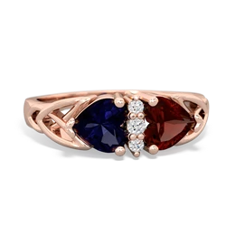 Sapphire Celtic Knot Double Heart 14K Rose Gold ring R5040