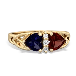 Sapphire Celtic Knot Double Heart 14K Yellow Gold ring R5040