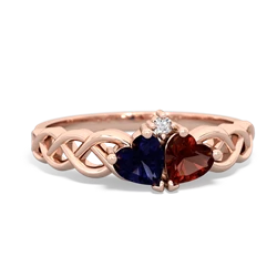 Sapphire Heart To Heart Braid 14K Rose Gold ring R5870