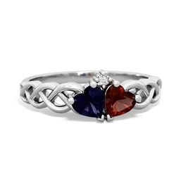 Sapphire Heart To Heart Braid 14K White Gold ring R5870