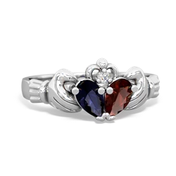 Sapphire 'Our Heart' Claddagh 14K White Gold ring R2388