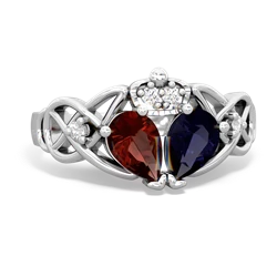 Sapphire 'One Heart' Celtic Knot Claddagh 14K White Gold ring R5322