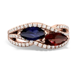 Sapphire Diamond Rivers 14K Rose Gold ring R3070