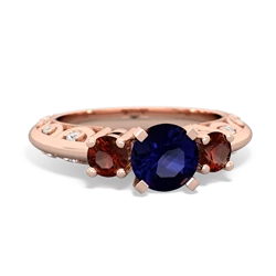 Sapphire Art Deco Eternal Embrace Engagement 14K Rose Gold ring C2003