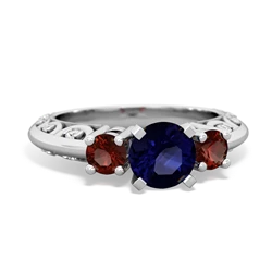 Sapphire Art Deco Eternal Embrace Engagement 14K White Gold ring C2003