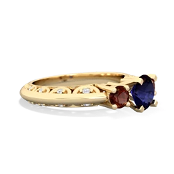 Sapphire Art Deco Eternal Embrace Engagement 14K Yellow Gold ring C2003