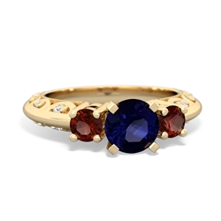 Sapphire Art Deco Eternal Embrace Engagement 14K Yellow Gold ring C2003