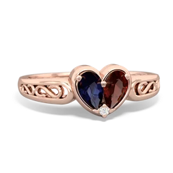 Sapphire Filligree 'One Heart' 14K Rose Gold ring R5070