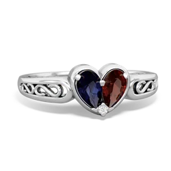 Sapphire Filligree 'One Heart' 14K White Gold ring R5070