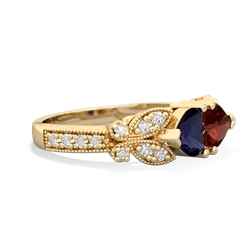 Sapphire Diamond Butterflies 14K Yellow Gold ring R5601