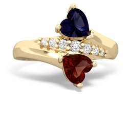 Sapphire Heart To Heart 14K Yellow Gold ring R2064