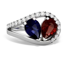 Sapphire Nestled Heart Keepsake 14K White Gold ring R5650