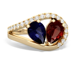 Sapphire Nestled Heart Keepsake 14K Yellow Gold ring R5650