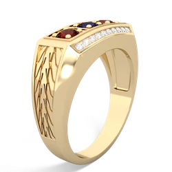 Sapphire Three Stone Tire Tread Men's 14K Yellow Gold ring R0520