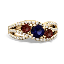 Sapphire Three Stone Aurora 14K Yellow Gold ring R3080