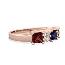 Sapphire Three Stone Diamond Cluster 14K Rose Gold ring R2592